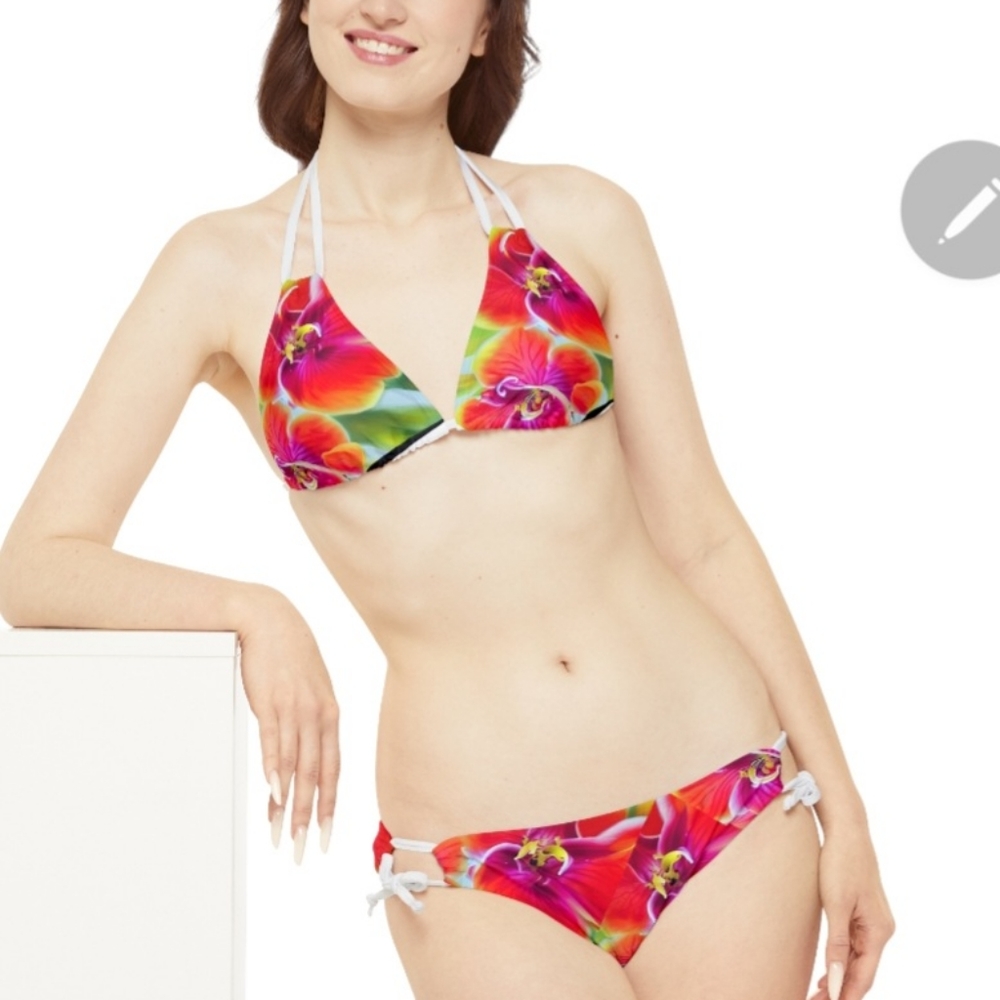 Neon pink orchid bikini